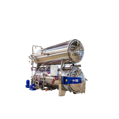 Máquina de esterilização de autoclave de 1 kW com imersão em água rotativa, retorte de leite condensado e 1