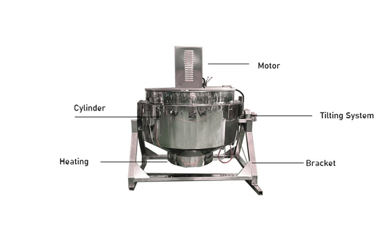 Aço inoxidável Combustível Elétrico Aquecimento a vapor de Gás Queijo Molho de Carne Chaleira de Cozinha com Agitador
