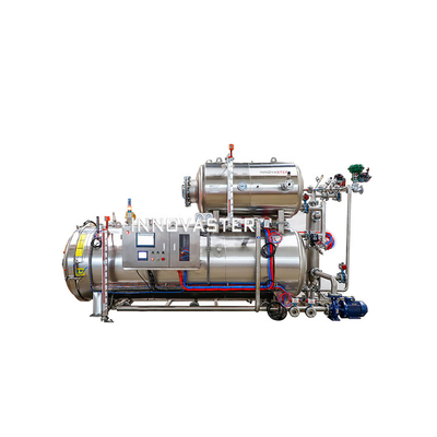 380V Vapor Spray Horizontal de Água Sausage Saco de garrafa de líquido Pacote Retort Machine 2100 KG
