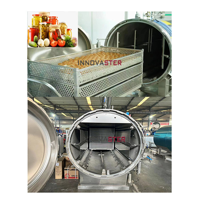 Potes de esterilização de retorta de pressão automática horizontal de água média a alta temperatura