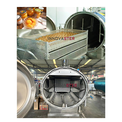 Autoclave de pulverização de água multifuncional 1100*1200*1500MM para esterilização de alimentos húmidos para animais de estimação e leite de coco