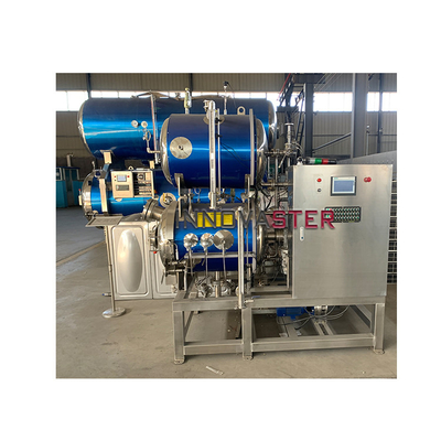 Máquina de retorte de imersão em água horizontal para sistema de pasteurização de alimentos pré-fabricados