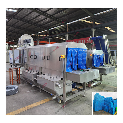 Máquina de lavar roupa industrial de funcionamento rápido para limpeza de recipientes com spray de água quente