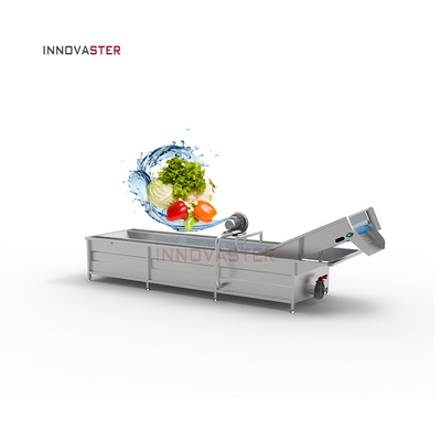 Lavadora de bolhas de ar industrial automática de prata para frutas e vegetais de folhas