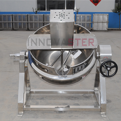 Caldeira de cozinha industrial com chapa e agitador