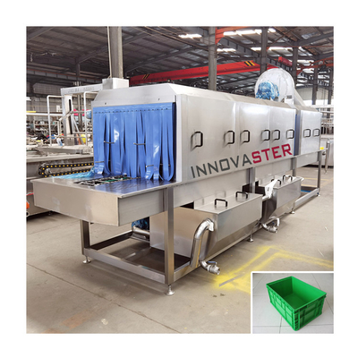 380/480V máquina de lavar caixas de aço inoxidável automática de túnel máquina de lavar cestas de vegetais para bandeja de plástico
