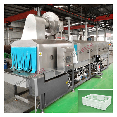 Máquina de lavar paletes de caixas e cestas de plástico com aquecimento a vapor de alta pressão