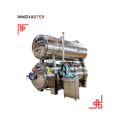 Autoclave horizontal industrial de pré-aquecimento a vapor médio para processamento de bolsas de retorte