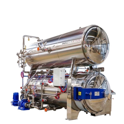Autoclave horizontal industrial de pré-aquecimento a vapor médio para processamento de bolsas de retorte