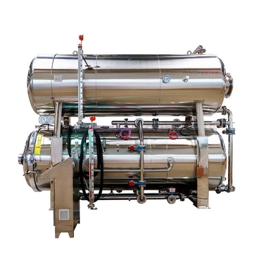 Autoclave horizontal industrial de pré-aquecimento a vapor médio para processamento de bolsas de retorte