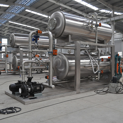Autoclave horizontal industrial de pré-aquecimento a vapor médio para processamento de bolsas de retorte