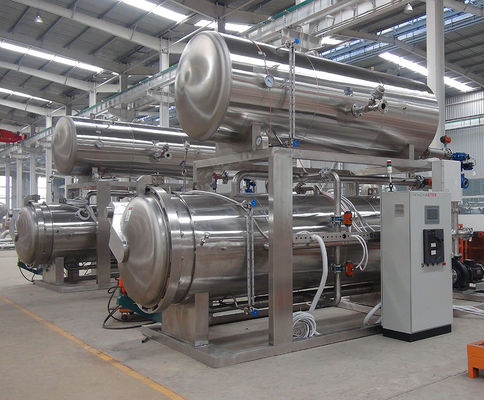Esterilizador de retorte estático de água para esterilização física de carne em grande autoclave