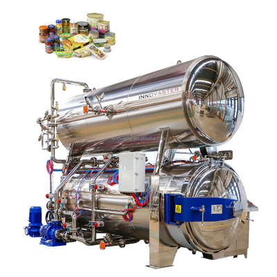 Esterilização a altas temperaturas Esterilizador de alimentos em frasco/bolsa horizontal Retorte de imersão em água Autoclave 380V