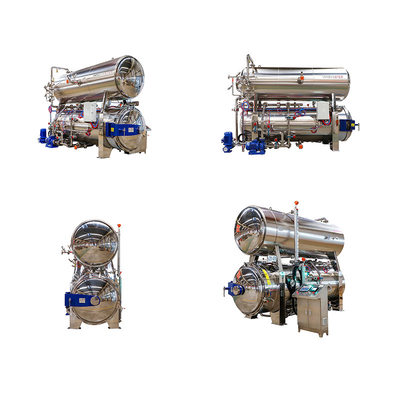 Autoclave horizontal industrial de pré-aquecimento a vapor médio para processamento de bolsas de retorte